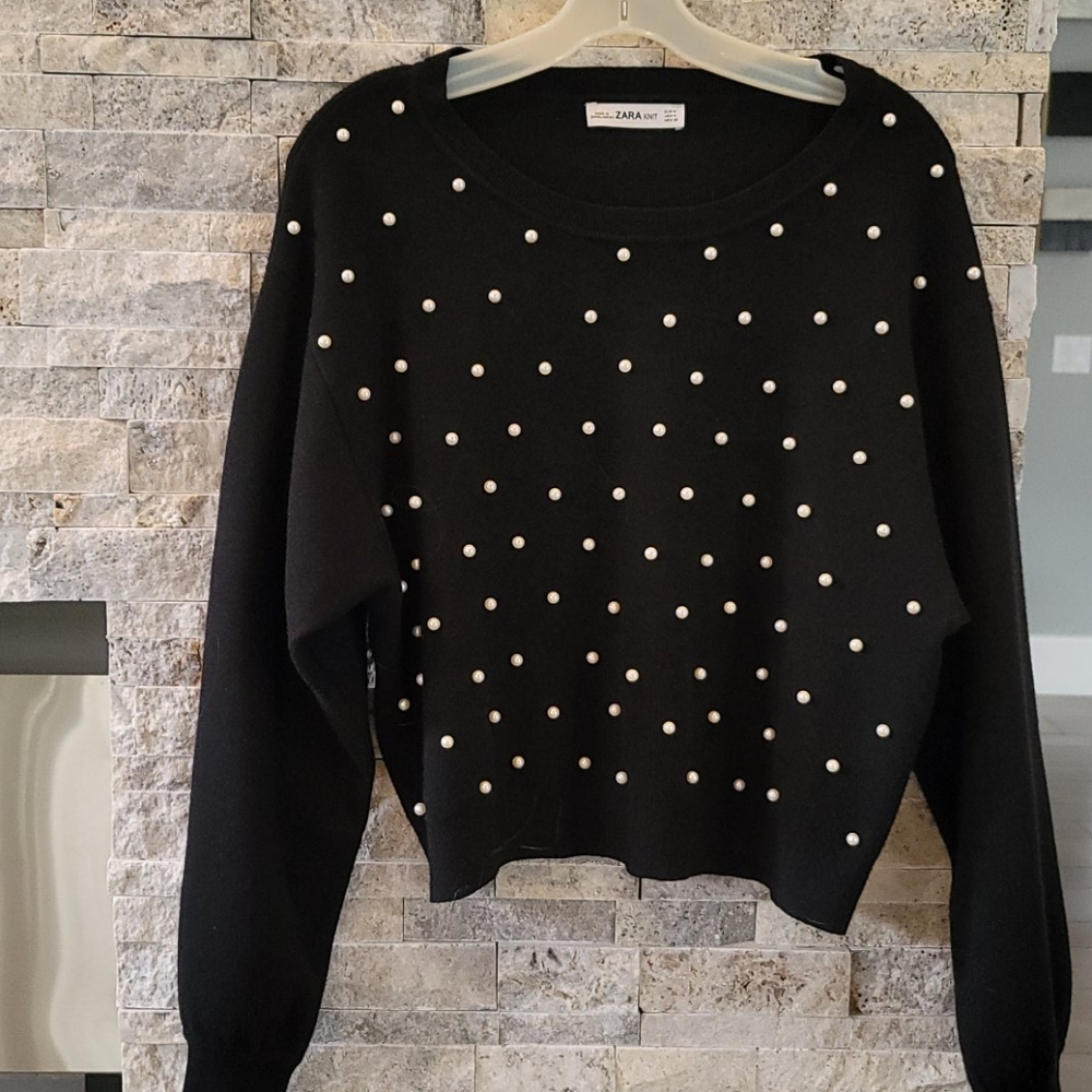 Zara cropped pearl sweater
